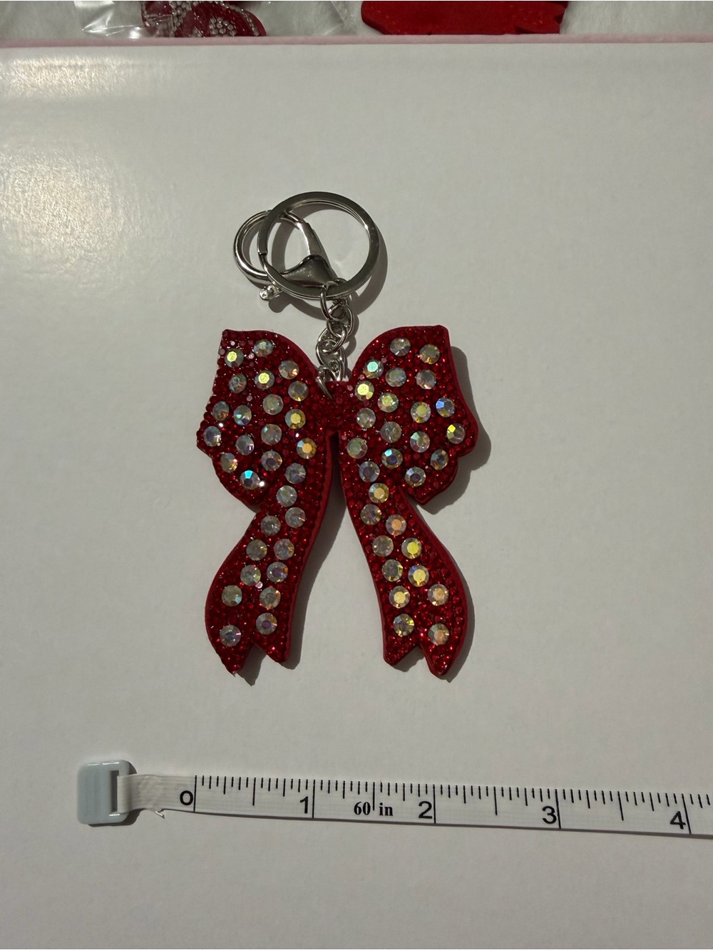 Red Rhinestones Bow/ Key & Card or Purse Charm